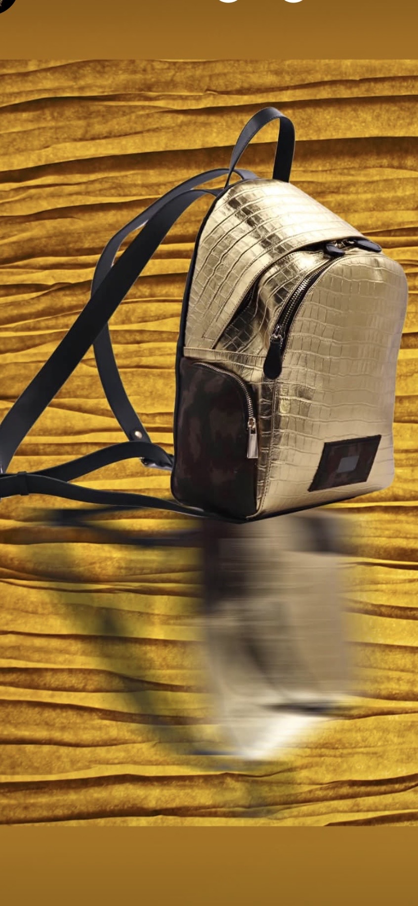 Silver crocodile leather backpack